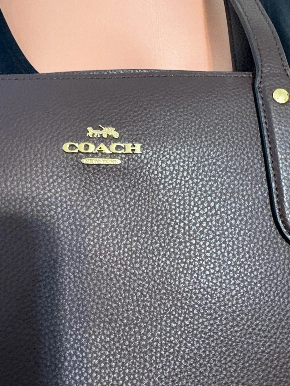 Coach Pebble Leather Tote Bag in Dark Brown women’s 11 X 14 - Picture 12 of 14